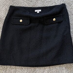 LOFT Elegant Black Textured Skirt with Gold Accents